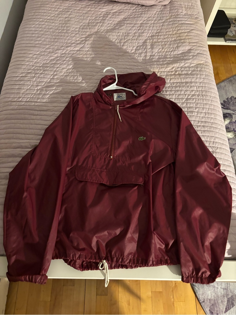 Lacoste Burgundy Hooded Pullover Anorak